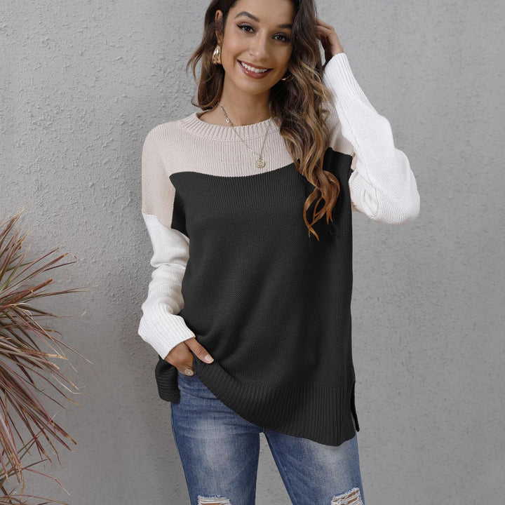 Damer hyggelig og moderne sweater med blokfarve-design Stilla