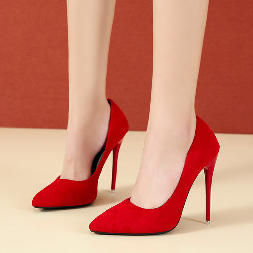 Dame High-Heel Pumps med spids design og luksuriøs velour overdel Stilla