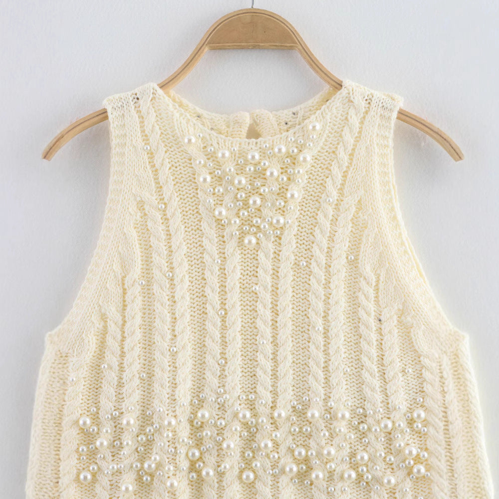 Femme Textureret Perleprydet Strik tanktop Stilla
