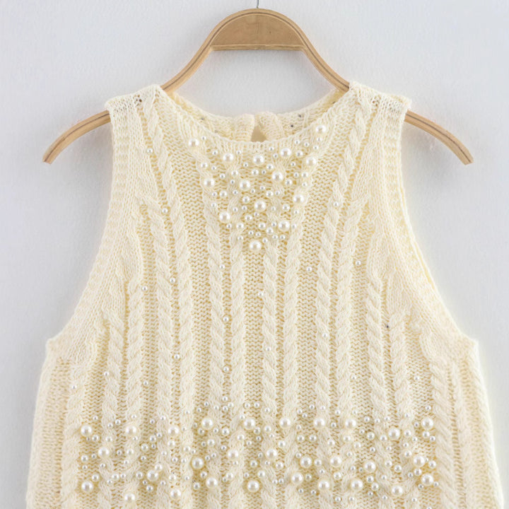 Femme Textureret Perleprydet Strik tanktop Stilla