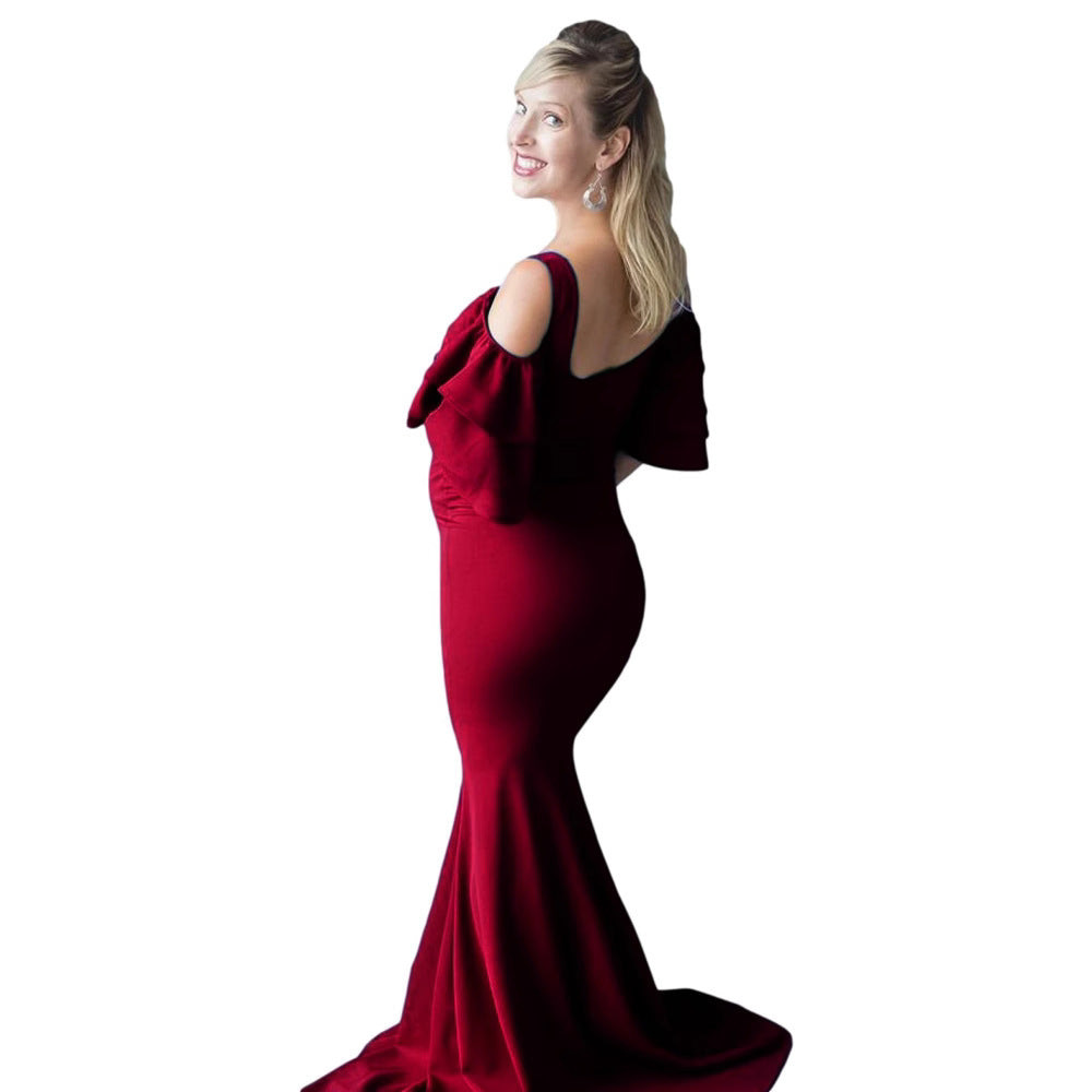 Elegant rynket graviditet aftenkjole til damer Stilla