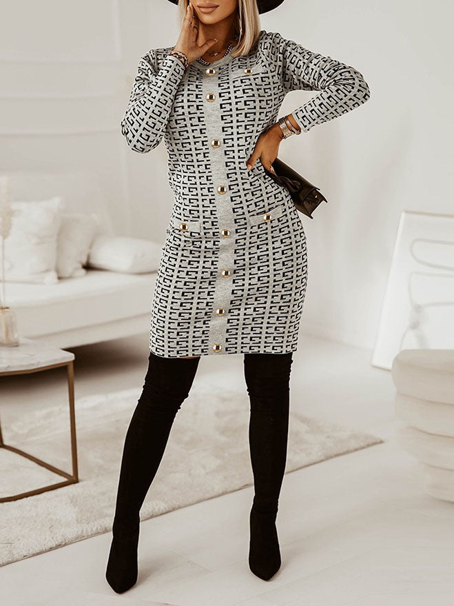 Stilla | Bodycon Rund Hals Lange Ærmer Sweat Mini Kjole