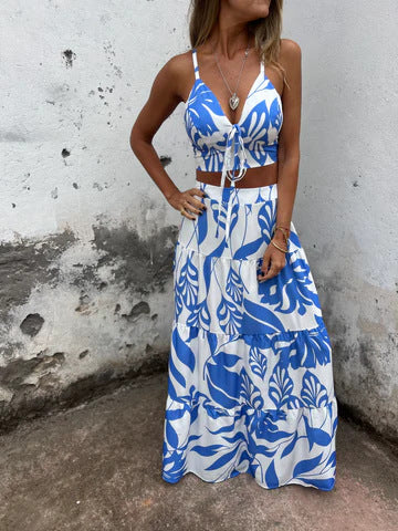 Damer Bohemian Floral To-delt Maxi-Sæt Stilla