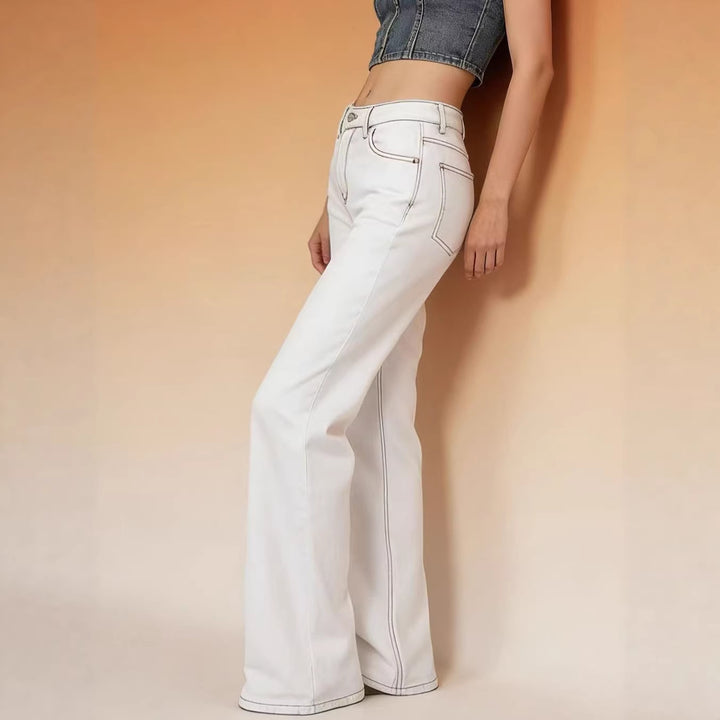 Dame flared jeans med høj talje og elegante sømdetaljer Skovae