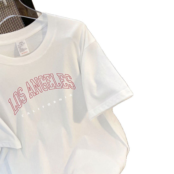 Dame T-shirt med stilfuld Los Angeles tekst og afslappet pasform Stilla