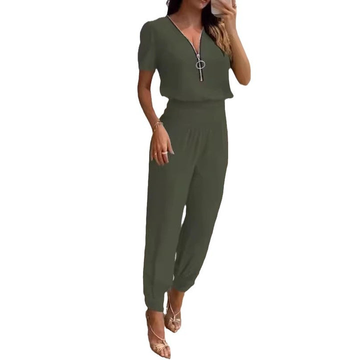 Dame Lækkert Jumpsuit med elegant V-udskæring og perfekt pasform Skovae
