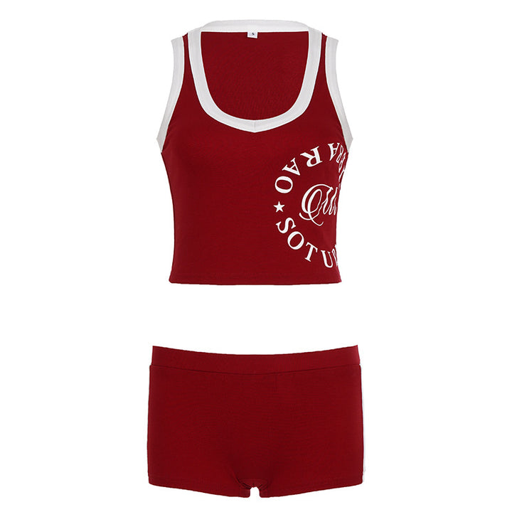 Dame Sporty sæt med crop-top og korte shorts Skovae