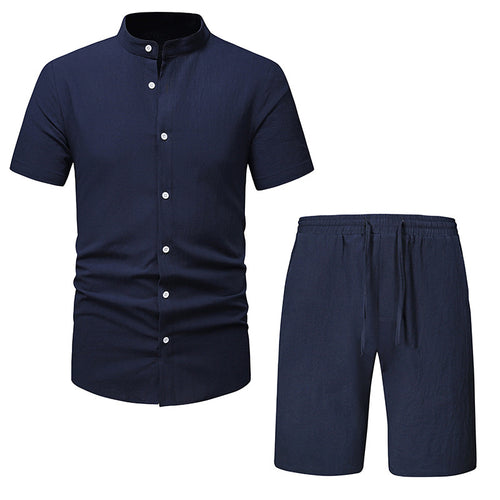 Herrer Fritid Kortsleeve Button-Up Sæt Stilla