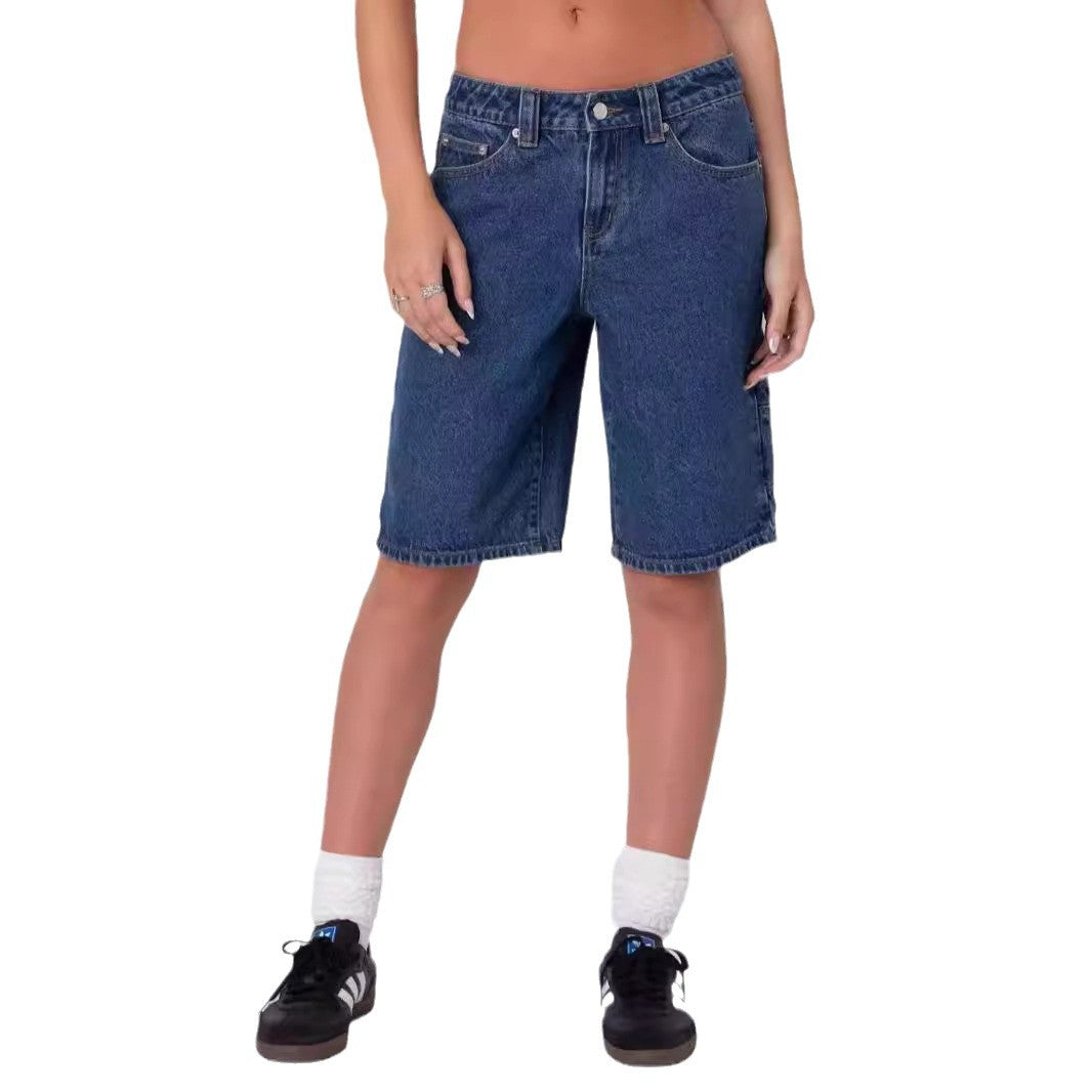Dame Høj Talje Denim-Bermudas med afslappet snit og praktiske lommer Stilla