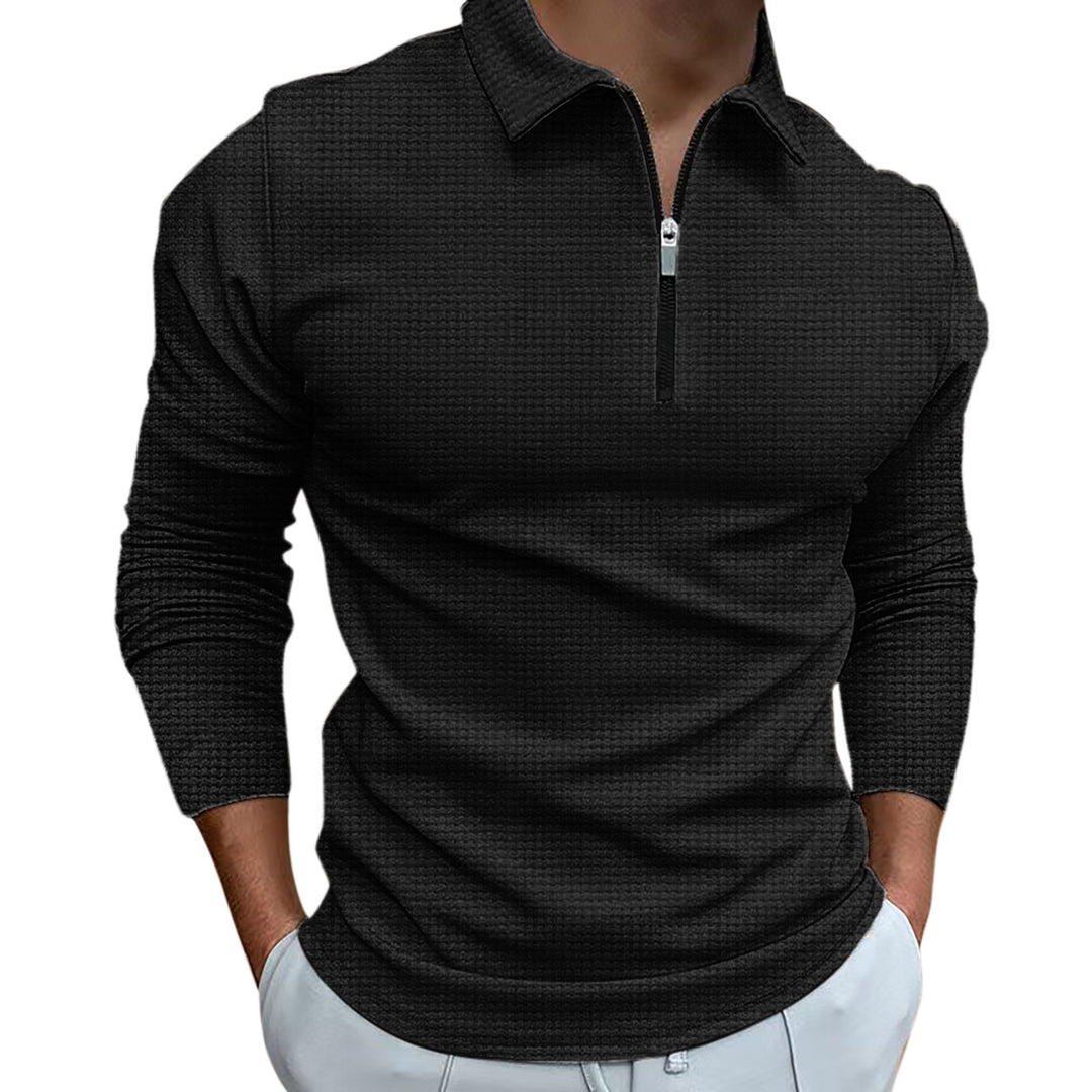 Herrer Polo-Shirt med lynlås og struktureret design Stilla