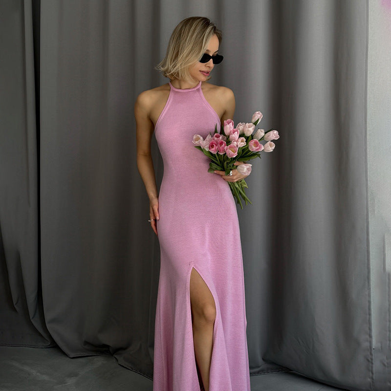 Dame Halterneck Højskåret Maxikjole Stilla
