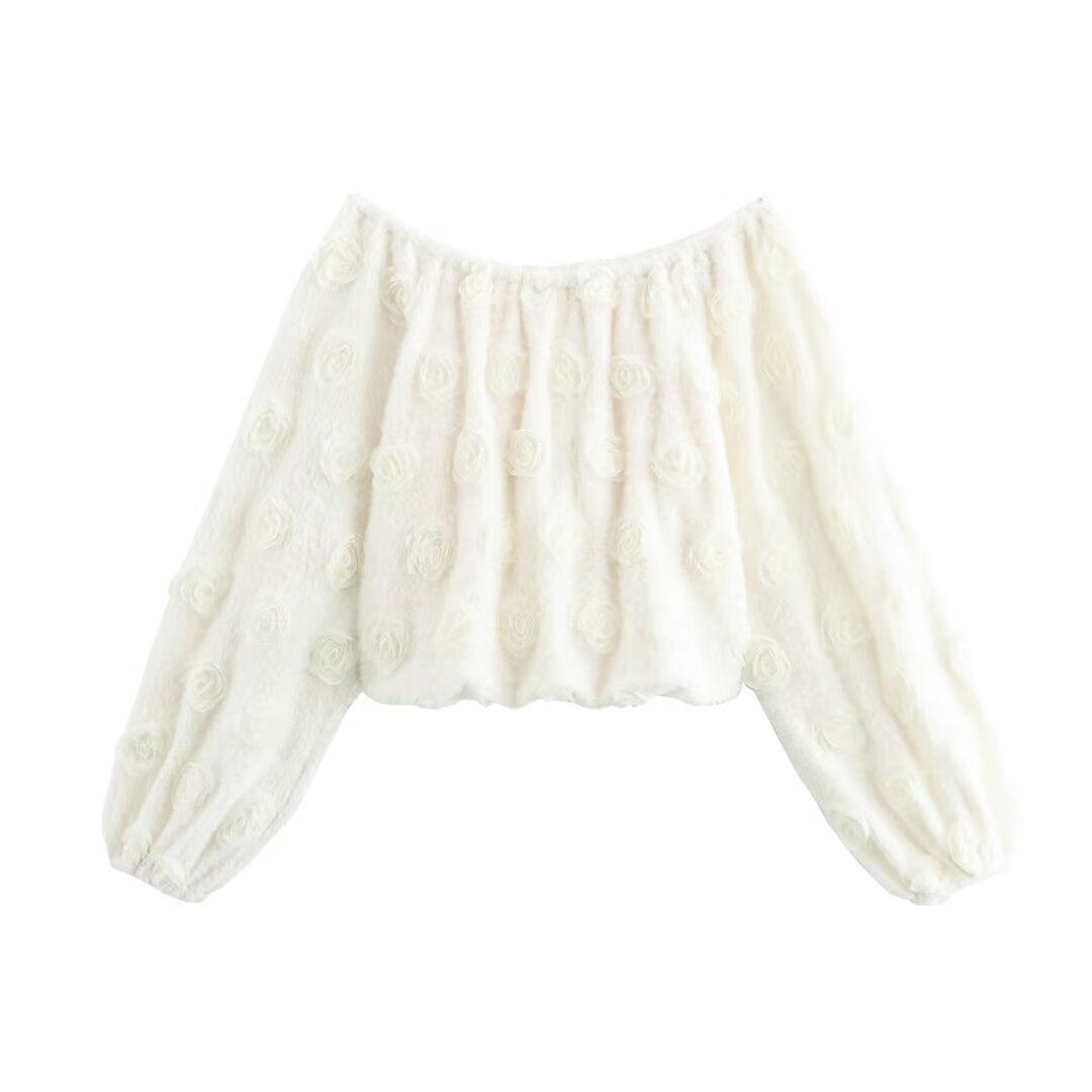Femme Off-Shoulder Ruffles Blomst Bluse Stilla