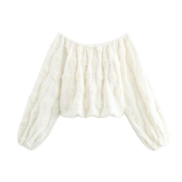 Femme Off-Shoulder Ruffles Blomst Bluse Stilla