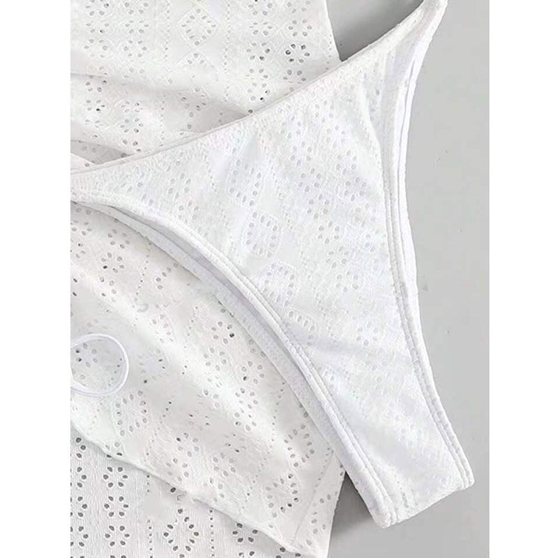 Dame Bandeau-bikini-sæt med raffineret knap og høj taljerock Stilla