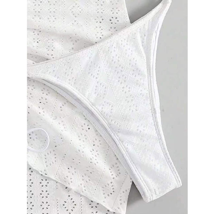 Dame Bandeau-bikini-sæt med raffineret knap og høj taljerock Stilla