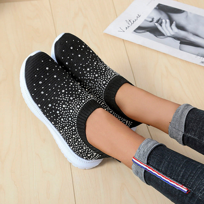 Dame Glitrende Sneakers med elastisk strikket overdel og skridsikker sål Stilla