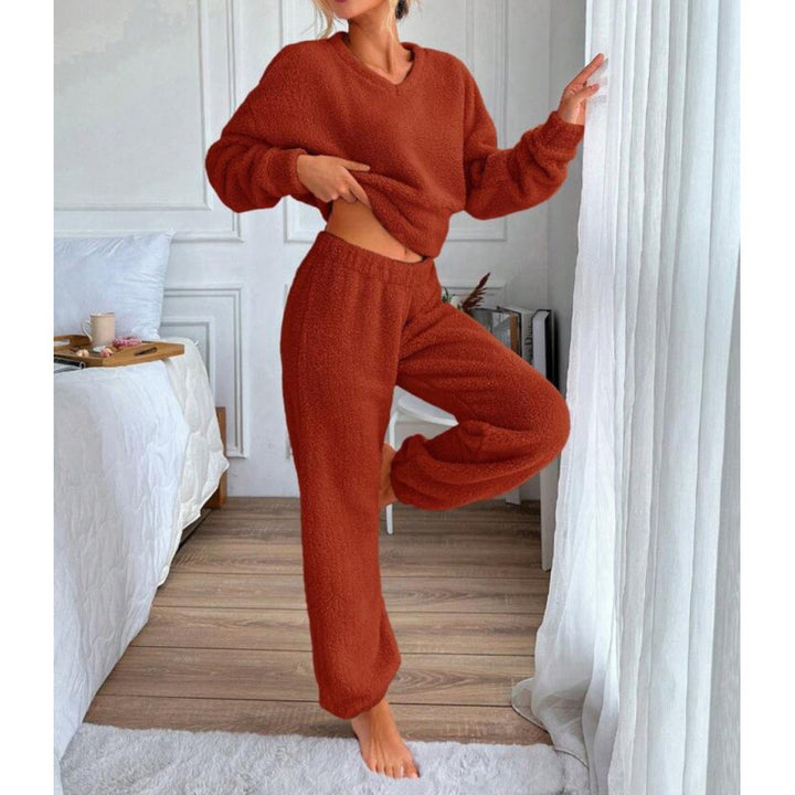 Dame hyggeligt fleece-lounge-sæt med elastisk talje Stilla