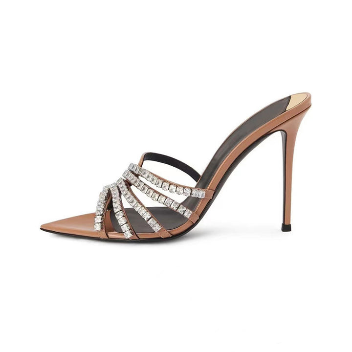Femme Strass-dekorerede Strappy Højhælede Sko Stilla