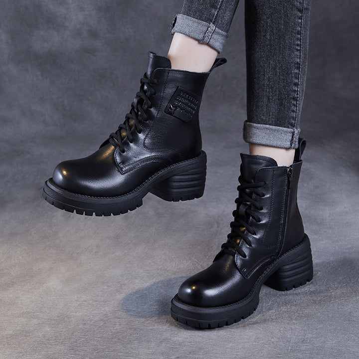 Dame Mode-Foreward Chunky Heel Snørestøvler Stilla