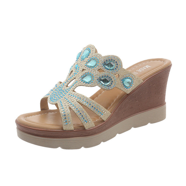 Dame Wedge-sandaletter med glamorøst strassdesign Stilla