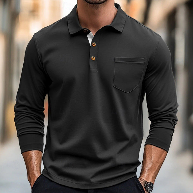 Stilla | Langærmet Poloshirt Slim Fit Bombulblanding Brystlomme