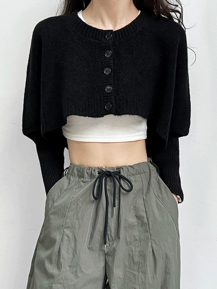 Femme Cropped Knap-Op Trøje Stilla