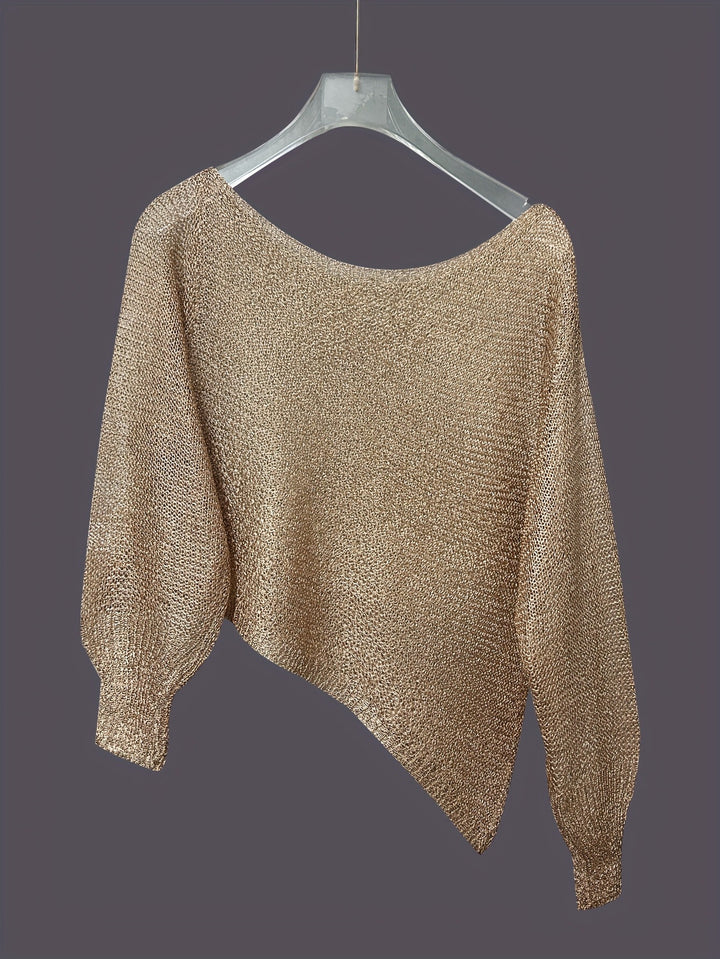 Femme Tekstur Metallic Strik Poncho Stilla