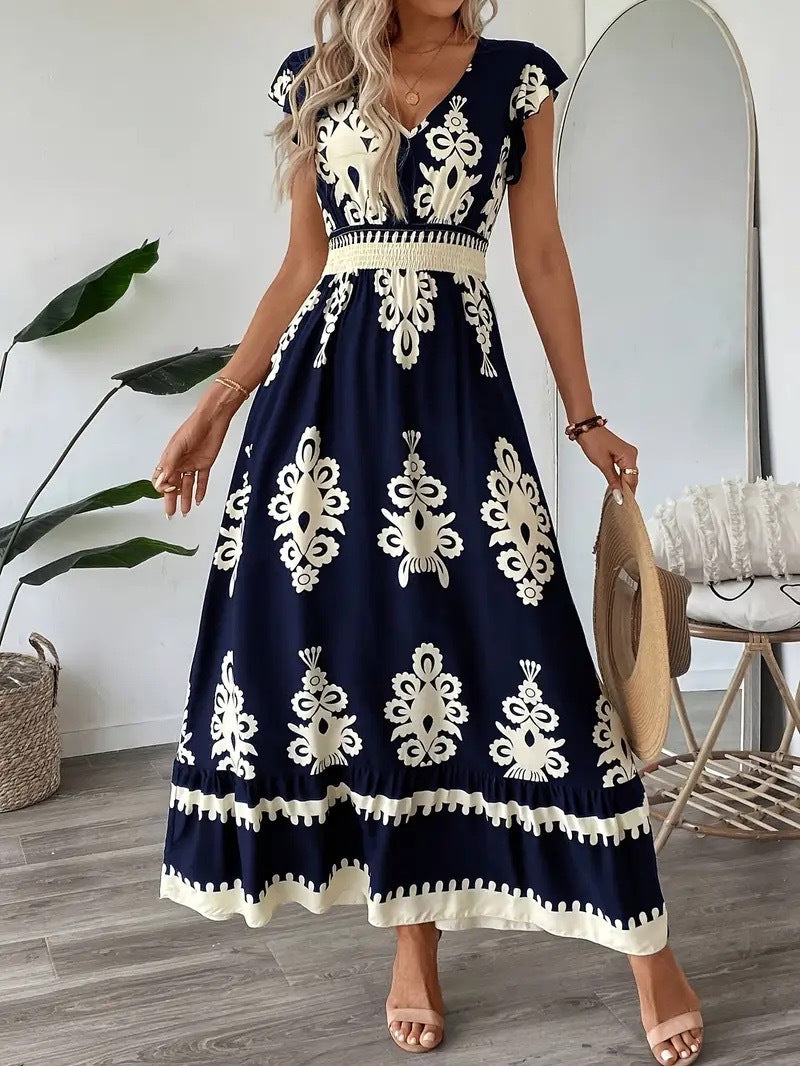 Damer Bohemian Broderet Maxi Kjole Stilla