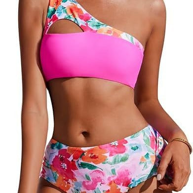 Dame asymmetrisk skåret floral bikini-sæt Stilla