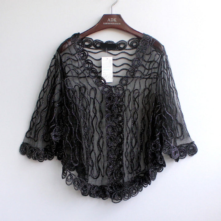 Femme Dekorativ Broderet Gennemsigtig Kimono-Top Stilla