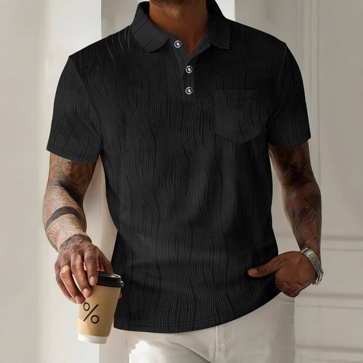 Herrer casual polo-shirt med struktureret design og praktisk brystlomme Stilla