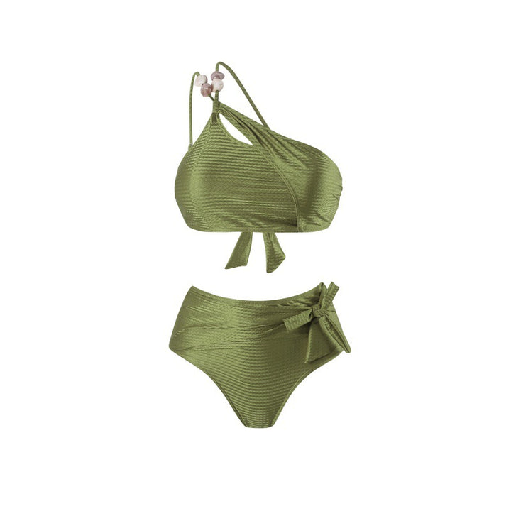 Dame Højskåret Bikini med asymmetrisk skæring og raffineret indpakningsdesign Skovae