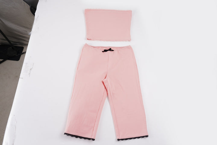 Dame pyjamasæt med bustier og capri bukser Skovae