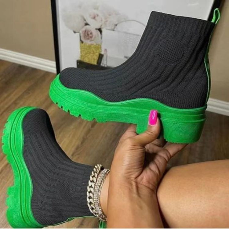 Dame Chunky Støvler med åndbart strikkemateriale og skridsikker sål Stilla