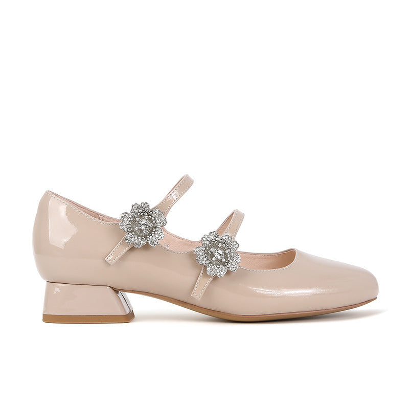 Dame Elegante Blomsterdekorerede Mary Jane Ballerinaer Stilla