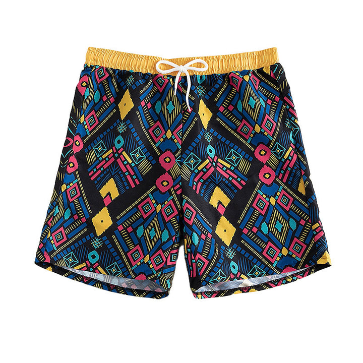 Dame badshorts med farverigt geometrisk mønster Skovae
