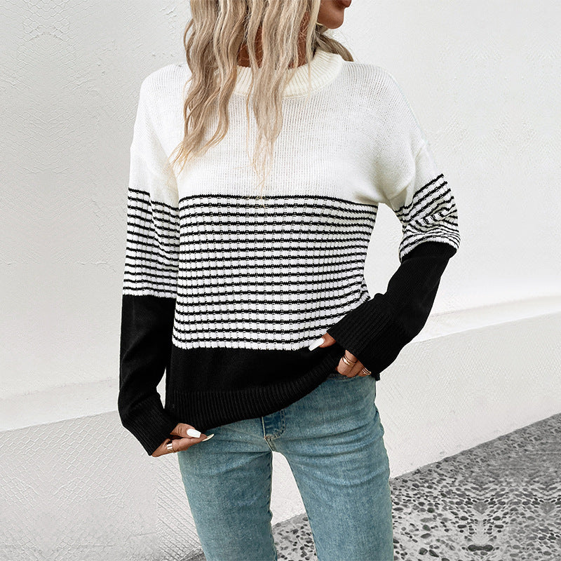 Dame stribet pullover med afslappet snit og moderne design Stilla