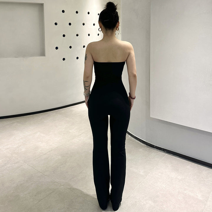Dame Elegant Bustier- jumpsuit med flydende snit og smalle stropper Stilla