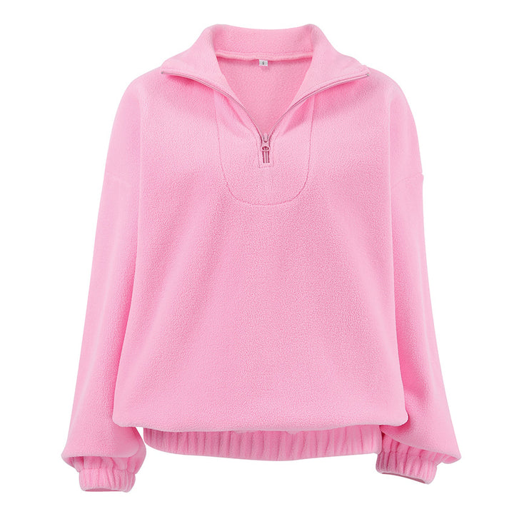 Dame fleece pullover med kort lynlås og afslappet snit Stilla