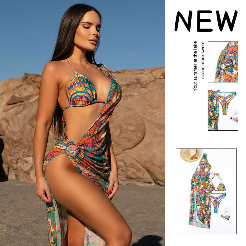 Dame Bikini med legende indpakningsdesign og fashionable mønstermix Skovae