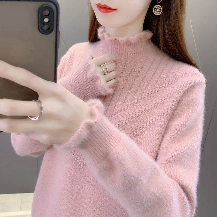 Kvinders hyggelige højhalset sweater med tekstureret design Stilla