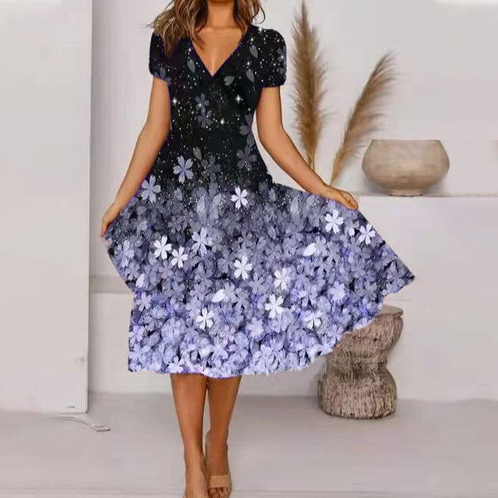 Stilla | Elegant Floral Print Mode A-linjeet Kjole