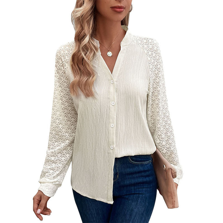 Damebluse med elegante spidse ærmer og højkvalitetsstruktur Stilla