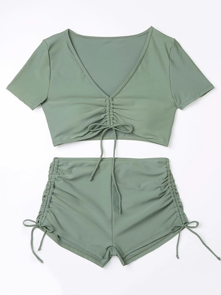 Dame Sporty Crop-Top og Shorts Sæt Stilla
