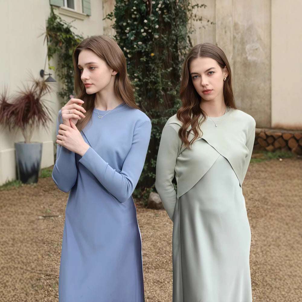 Dame maxikjole med asymmetrisk snit og elegant draperingsdesign Stilla