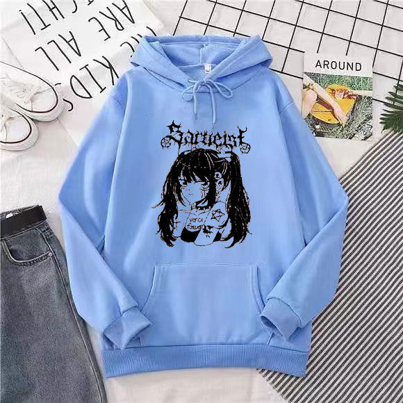Kvinders hætte sweatshirt med unikt kunstnerisk grafisk design Skovae