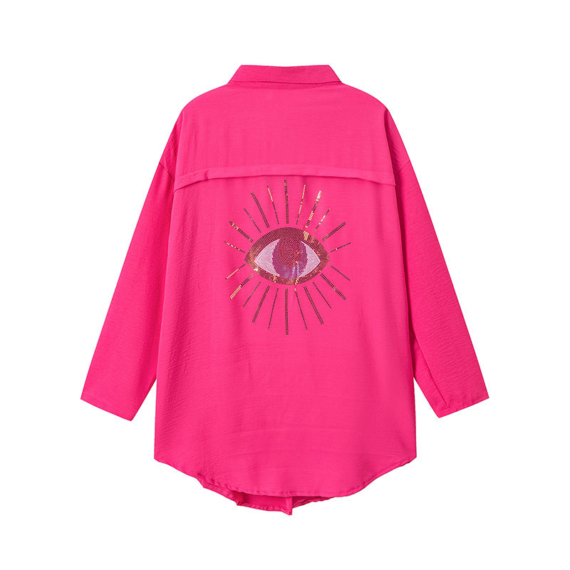 Dame Størrelse Grafik Button-Up Skjorte Stilla