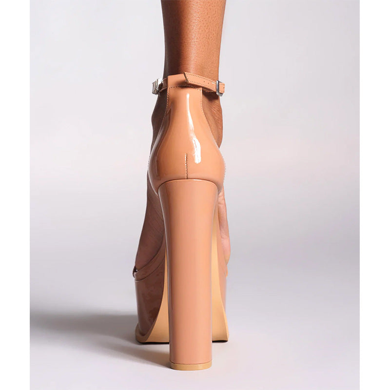 Femme Højglans Plattform-Slide-Sandaler Stilla