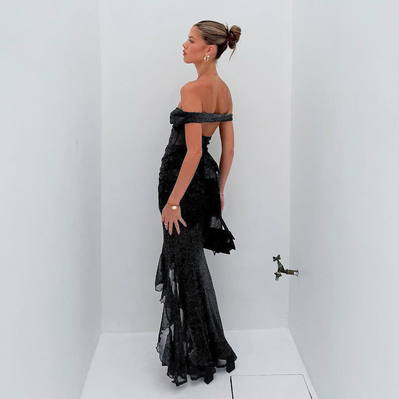 Dame Maxi Kjole med transparent design og flæse detaljer Stilla