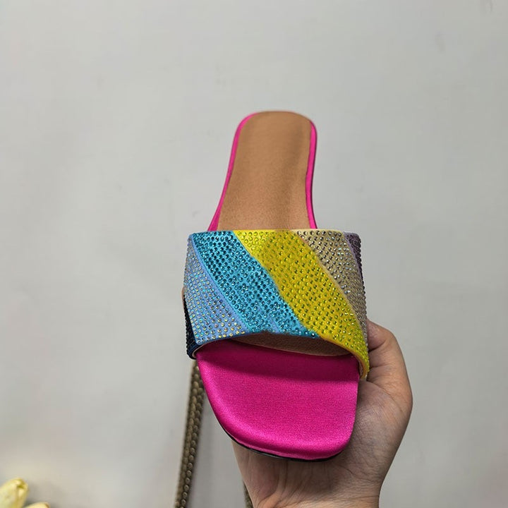 Femme med strass-dekoration slide-hæle Stilla